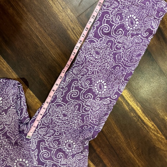 Free People Purple Floral Boho Funky Crossover Waist Wide Leg Pants - Picture 15 of 15